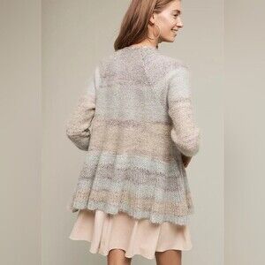 Anthropologie Knitted & Knotted Cody Peplum  Mohair Wool Cardigan Sweater M NWOT